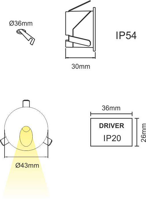 POLO 2W 220-240 65º LED CREE de Beneito Faure