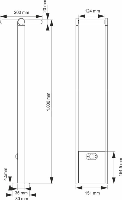 Baliza POPA ALUMINIUM PANEL SOLAR 1.6W 100CM 120º LED de Beneito Faure