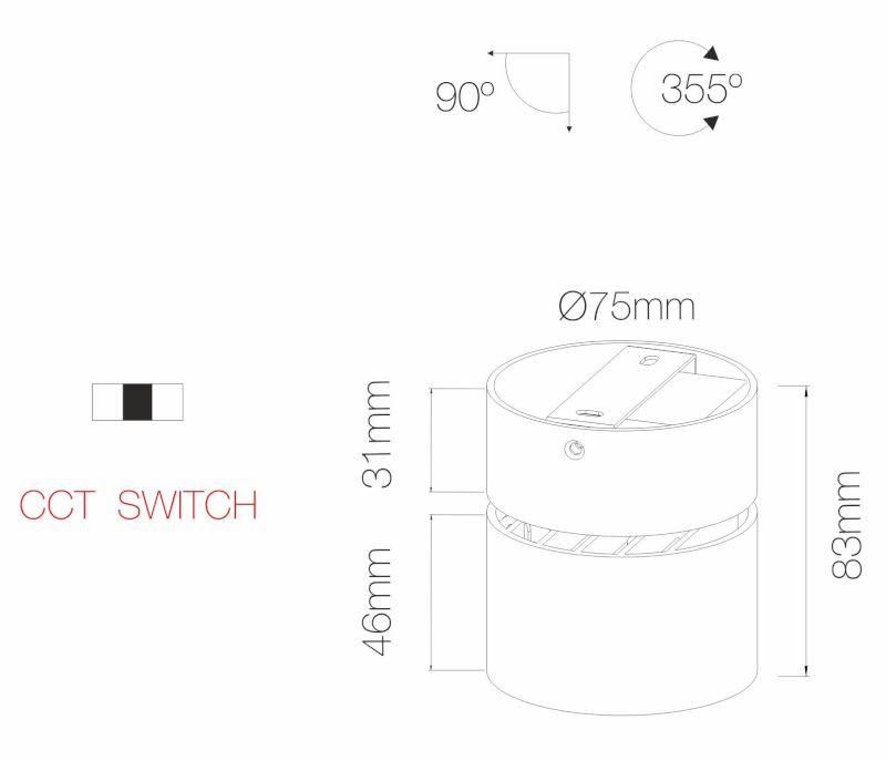 Downlight MINI CONCORD DIMMABLE SWITCH CCT 7W de Beneito Faure