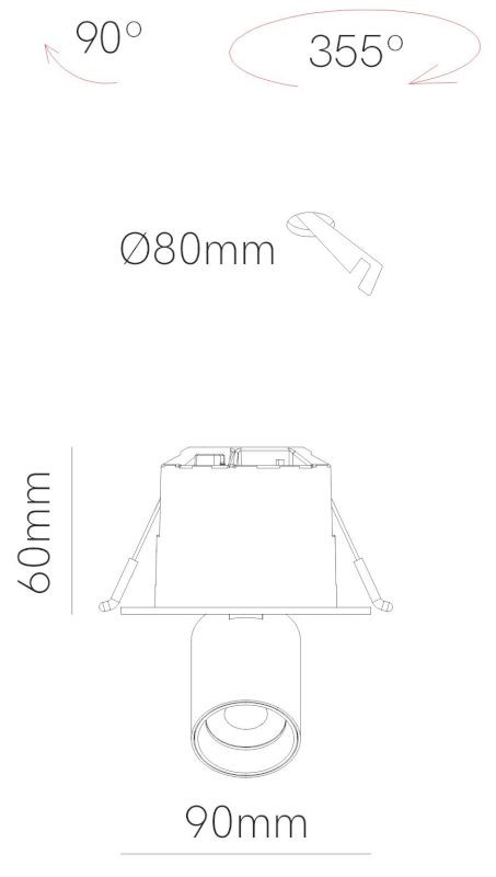 Proyector LED MINI OXO SQUARE 6W 9cm CCT SWITCH de Beneito Faure